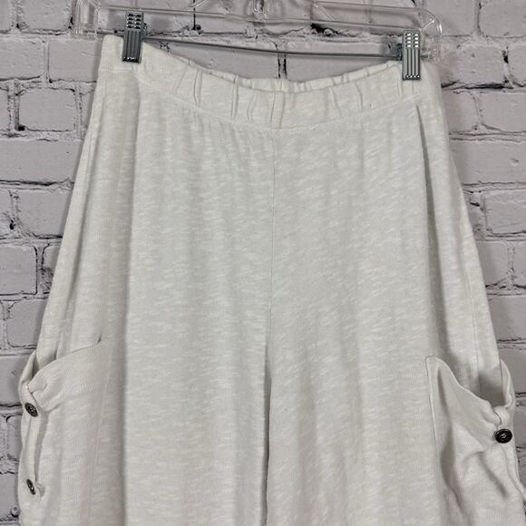 Chalet Cropped Wide Leg Pants Womens M Lagenlook Cottagecore Boho Hippie - Picture 2 of 7